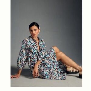 ANTHROPOLOGIE BETTINA TIERED SHIRTDRESS BY MAEVE SIZE Medium